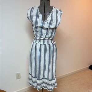 Rails Blue and White Sleeveless Sundress with Ruffled Tiers
